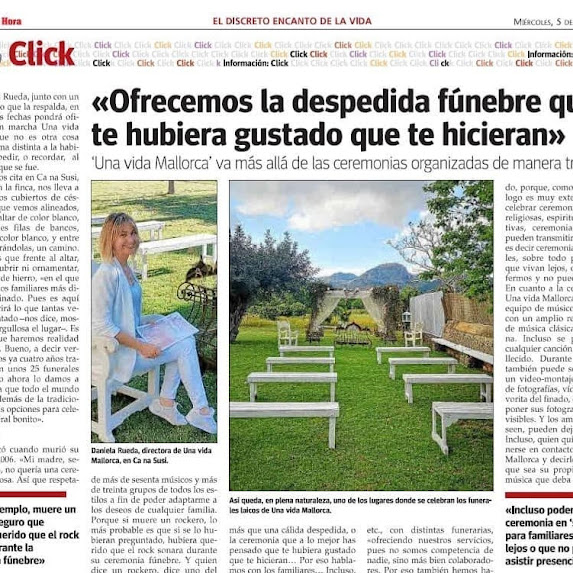 Una Vida Mallorca Prensa Última Hora Click. Funeral Planner en mallorca